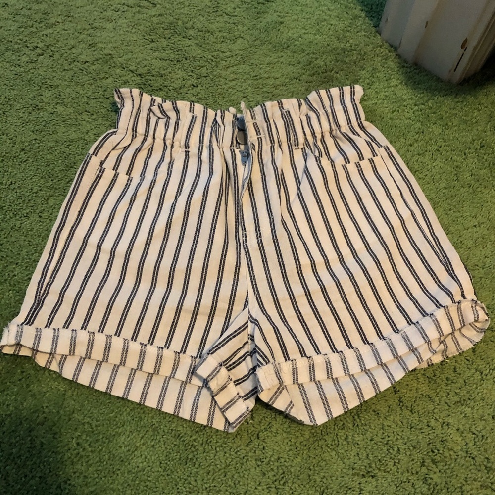 Striped paper bag shorts